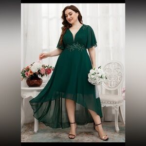 Fancy Dress chiffon hi low hem curvy